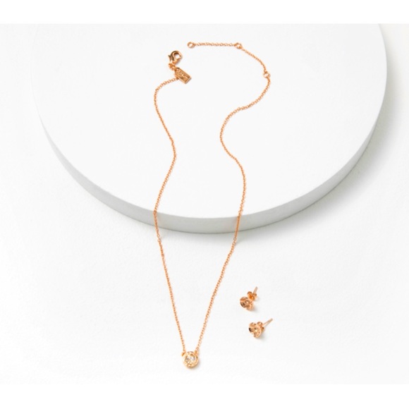 COACH Open Circle Necklace &Tea Rose Stud Earrings - Picture 3 of 6